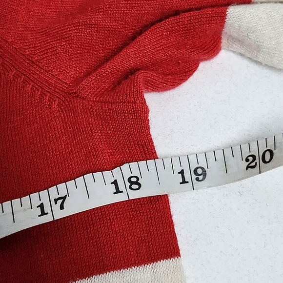 Gap v neck striped tunic sweater red cream small - Picture 13 of 14